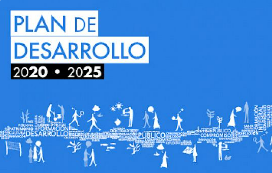 Gráfico del Plan de Desarrollo 2020-2025 con íconos representativos.